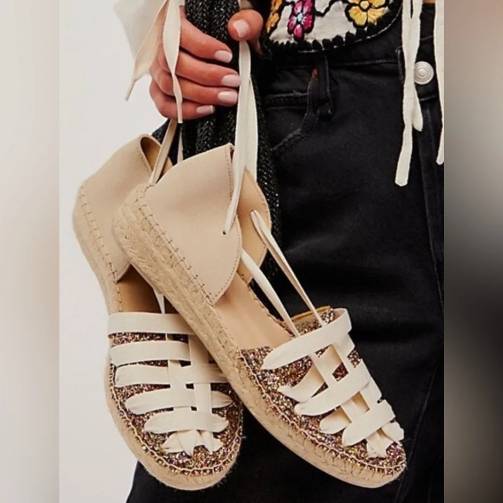 Women's Free People Heat Wave Wrap Ivory Espadrille size 8.5